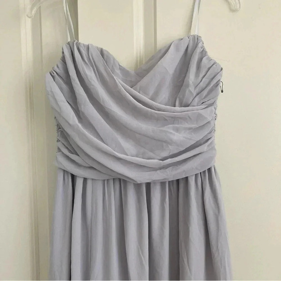 NWOT Lulu’s Moonlight Serenade Gray Strapless Maxi Dress with Slit Size Large - Picture 6 of 6